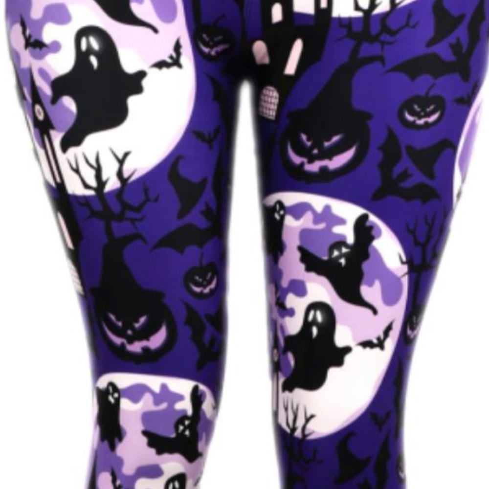 New Halloween Purple Peachskin Leggings Yoga Ghost